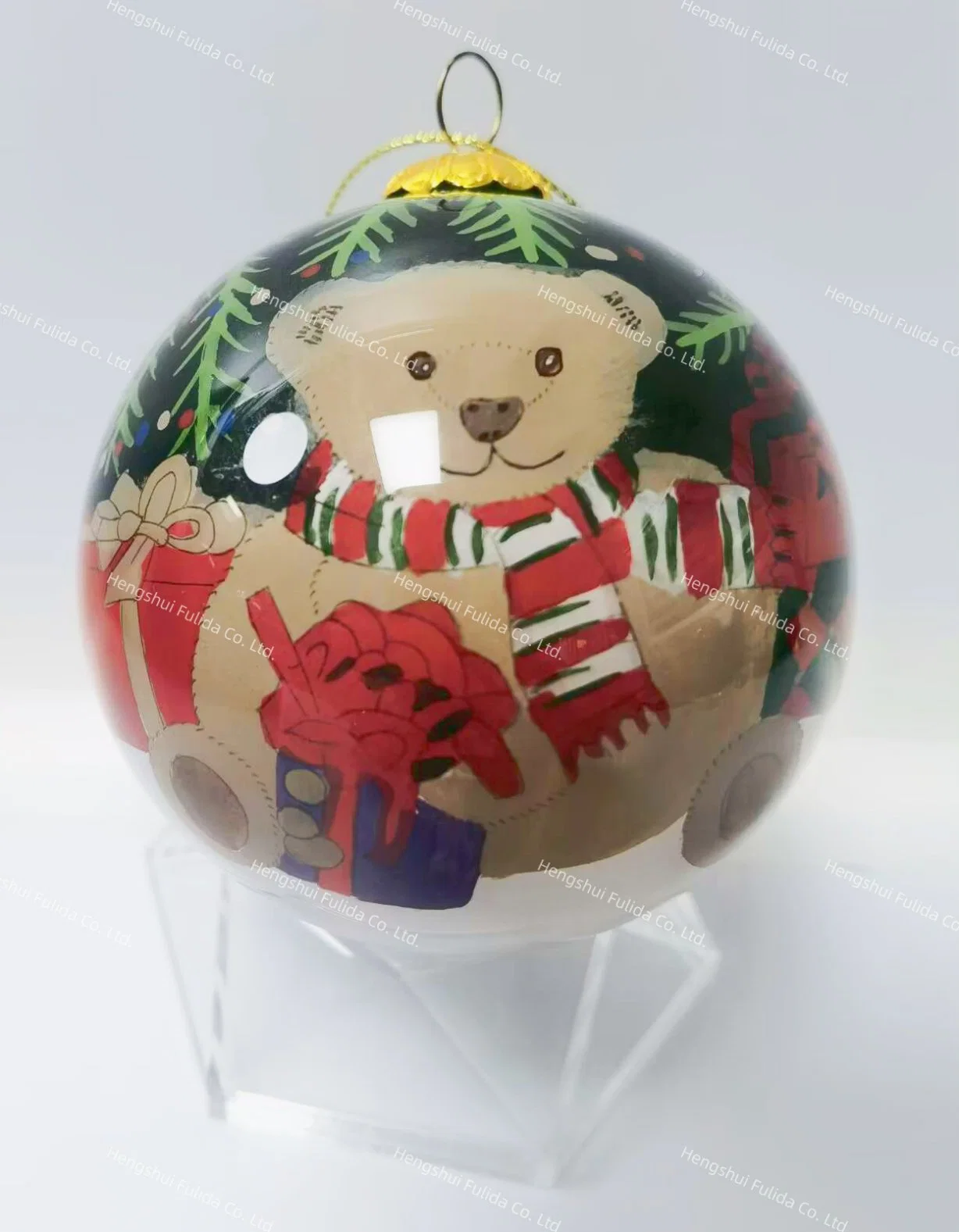 Vidro fino dentro Reverse mão pintado ornamento bola para o Natal Decoração de árvores