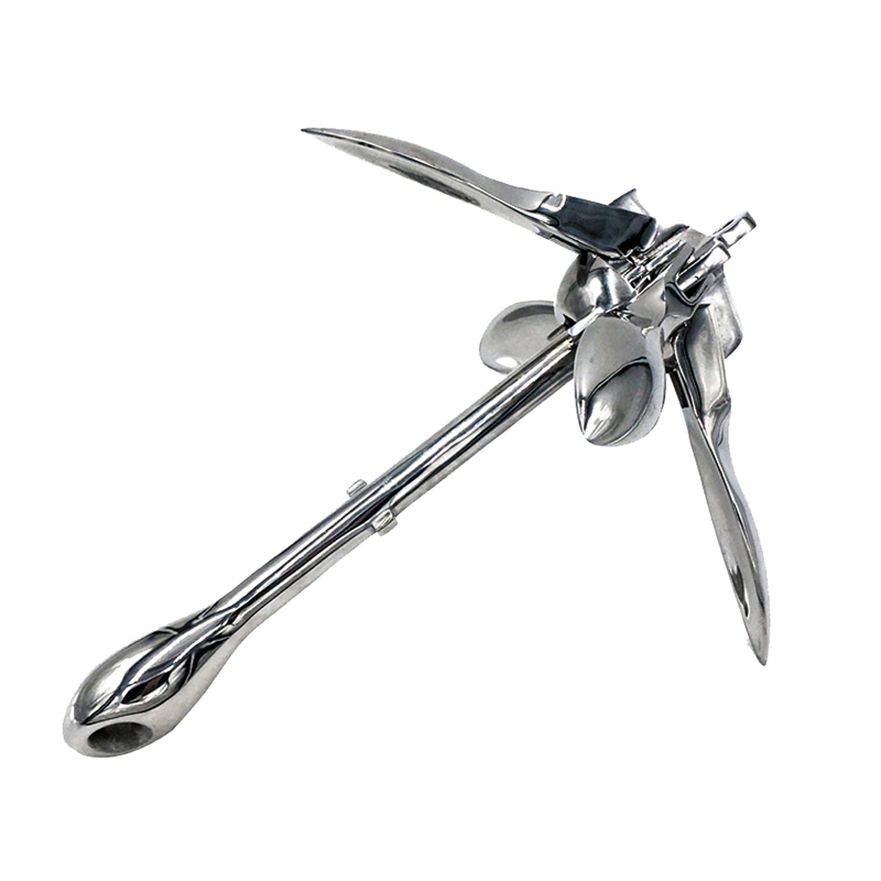 Stainless Steel 316 Folding Grapnel Boat Anchor Collapsible Spike Hook Boating Accessories for Kayaks, Canoes, Paddle Boards