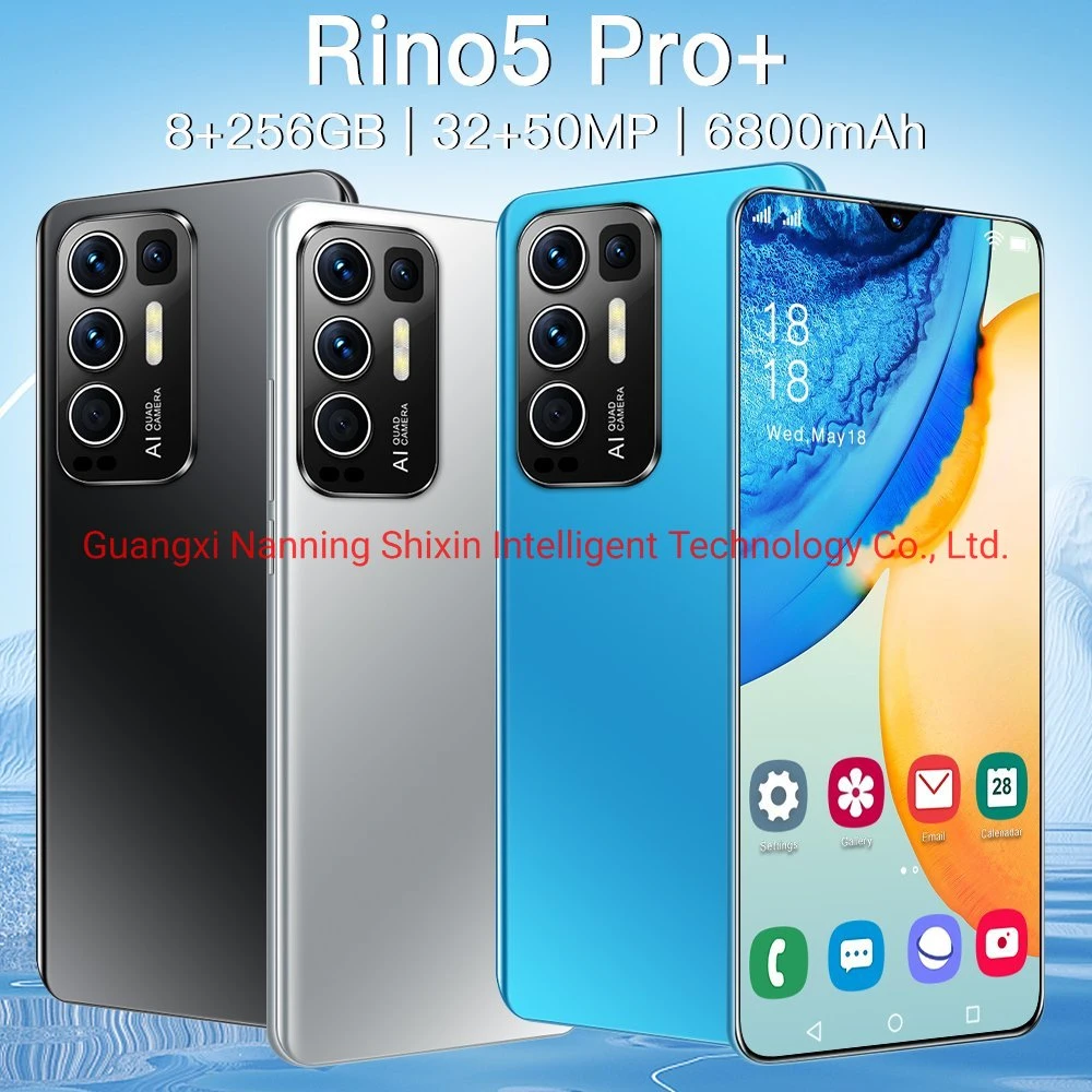 هاتف ذكي بالجملة Rino5PRO+ Smartphone 8/256GB Smart Phone 4G LTE Network هاتف محمول للتعرف على الوجه