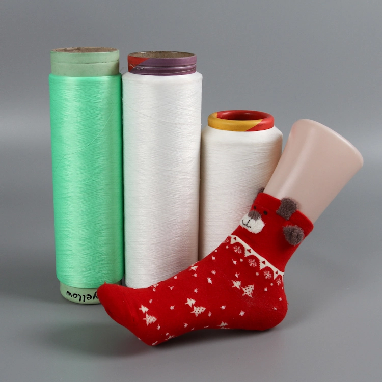 Hochwertiges Spandex Garn 2020/7f Spandex traditionelles Polyester Nylon Garn Einzeln bedeckte Socken aus Webgarn