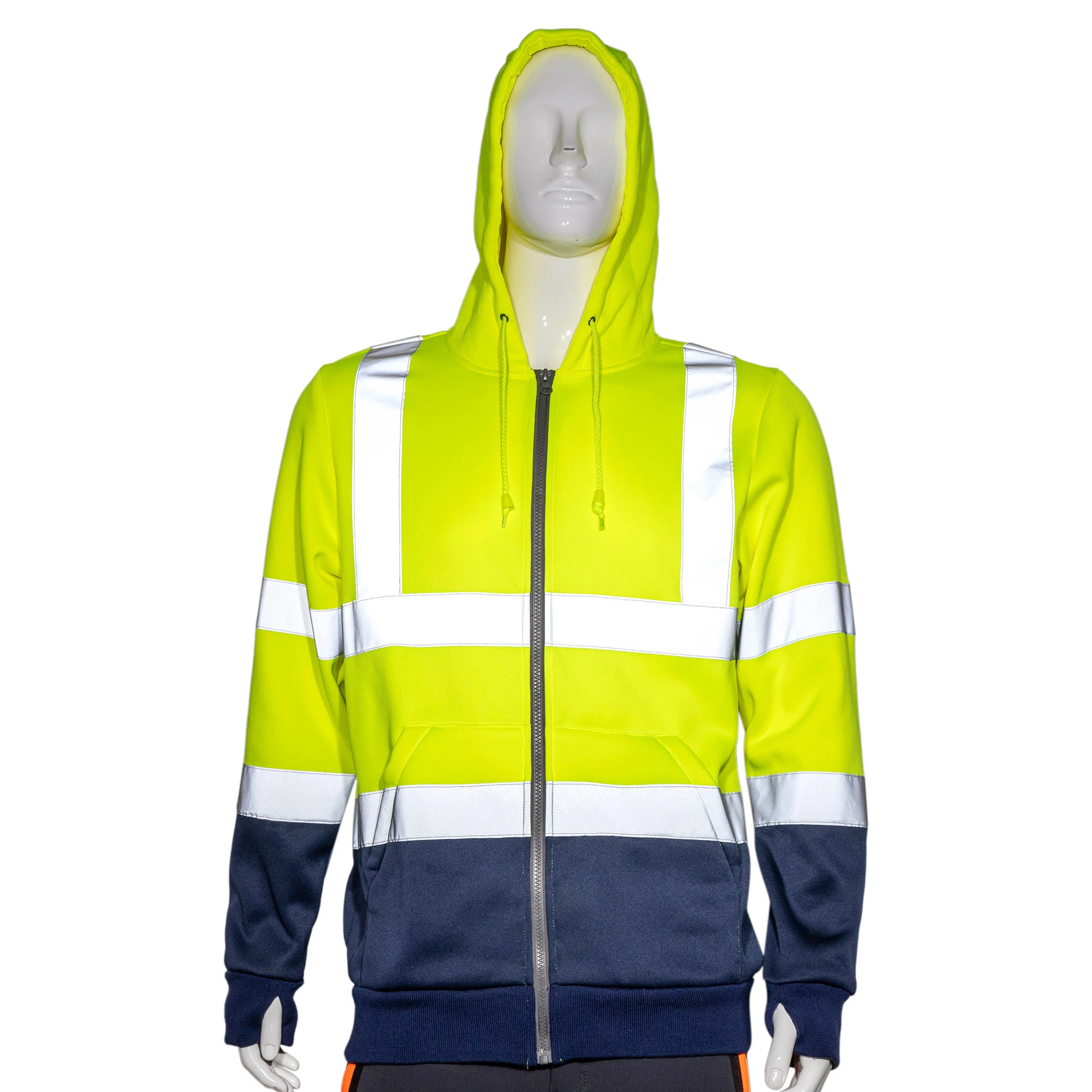 High Visibility Adult Security Vest Hoody Safety Reflective Sweatshirt Jacket