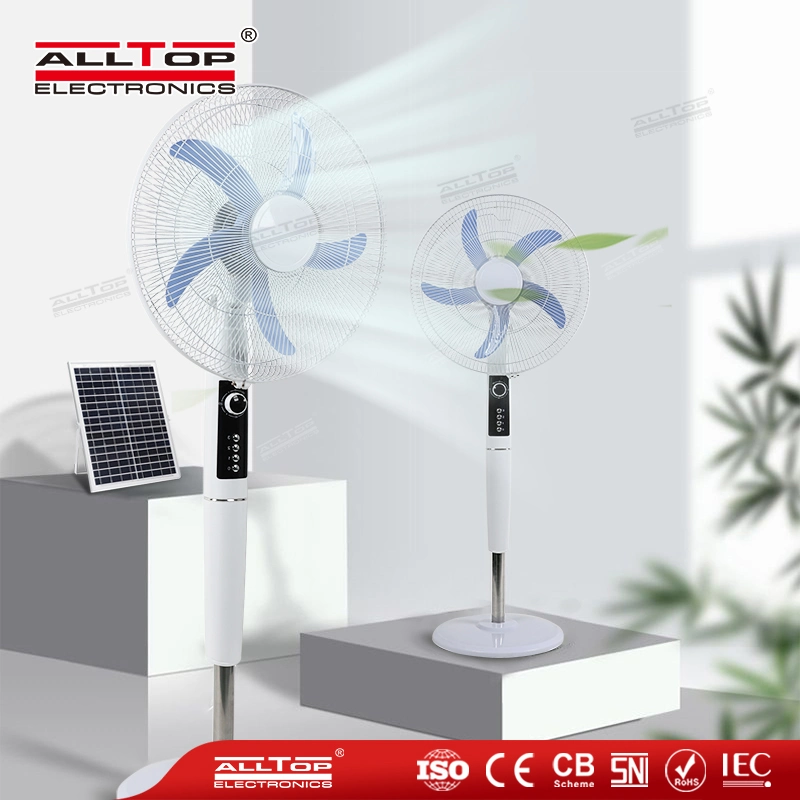 Alltop New Product Household Solar Low Noise Strong Wind Floor Stand Fan 16 Inch Solar Floor Fan