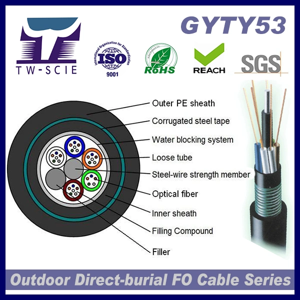 24 Core Networking with Fiber Optic Cable Corning Fiber GYTY53