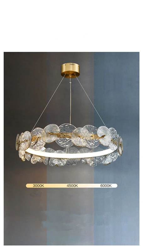 Fleur Design moderne lustre en verre LED anneau Dia400, Dia600, Dia800 simple couche