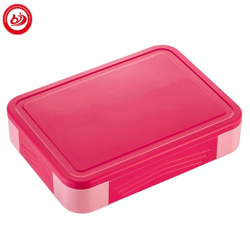 BPA Free Camping Travelplastic Bento Box Colorful with Cutlery Silicone Ring School