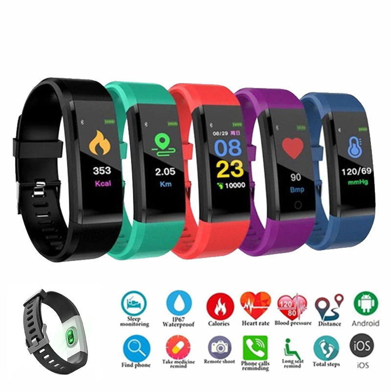 Factory Wholesale/Supplier Cheap Price Smart Watch 115 Plus Band Fitness Tracker Smart Bracelet with Heart Rate Blood Pressure Oxygen Monitor