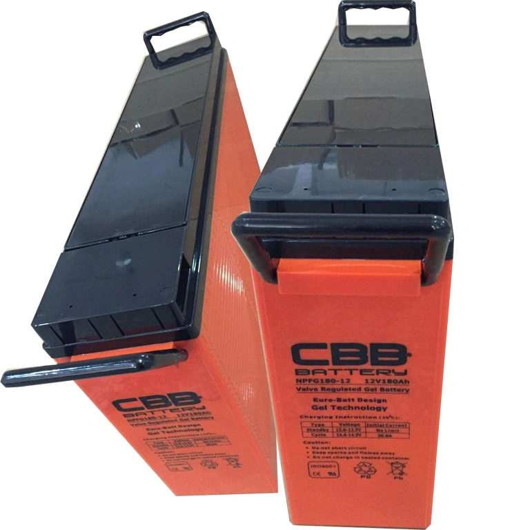 Slim Front Terminal 12V180ah Gel Deep Cycle Telecom Battery