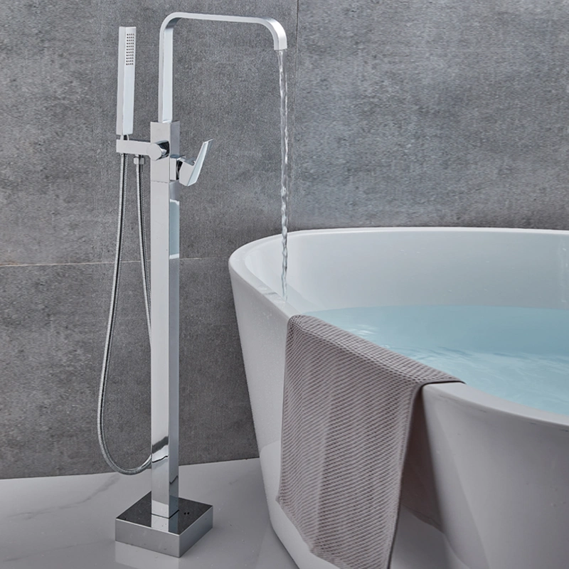 Tous les robinets de bain chauds et froids en cuivre, bord cylindrique vertical, ensemble de douche monté au sol