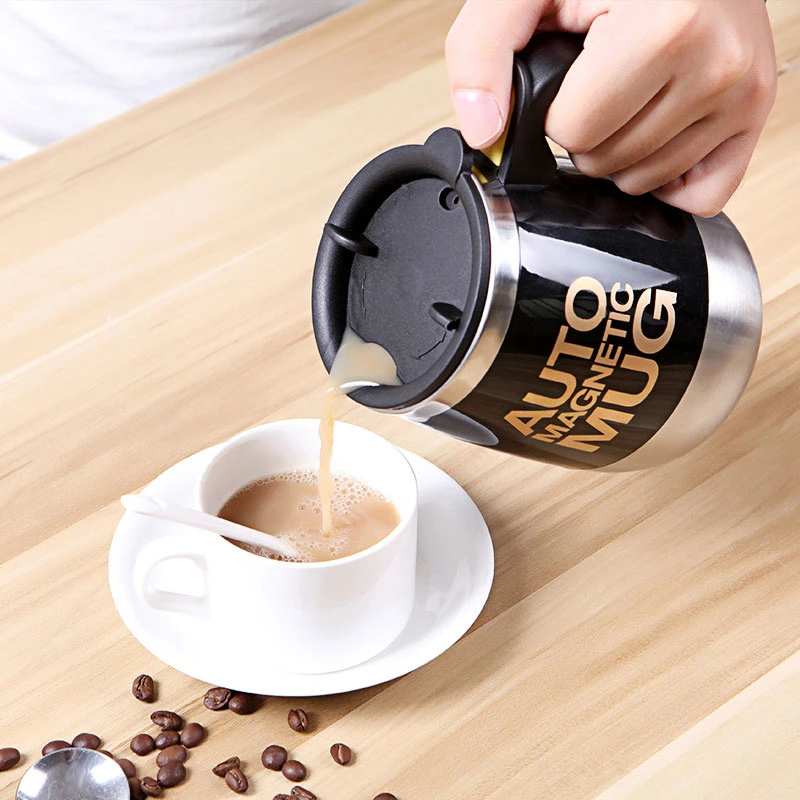 Electric Stainless Steel Double Insulated Travel Auto Self Stirring Magnetic Coffee Mug