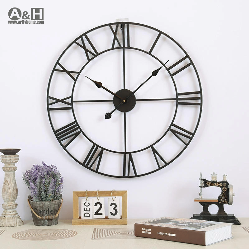 Gold/Black/Silver Big 60/80/100/150cm Large Iron Metal Wall Clock for Outdoor Living Room