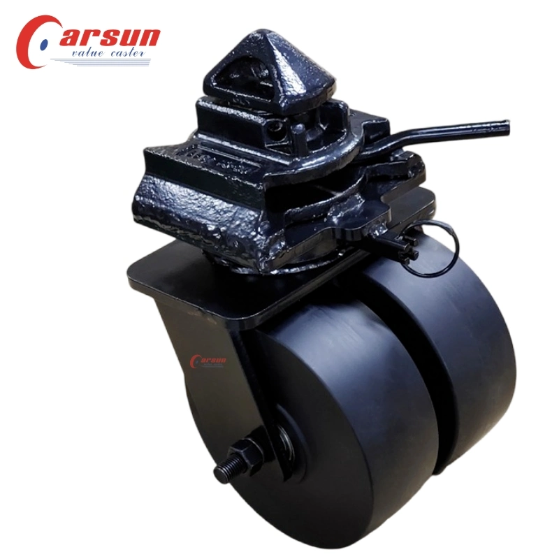 All Black 8 Inch Plastic Solid Casting Nylon Double Wheel Heavy Duty Shipping Container Wheel Casters with Direction Lock