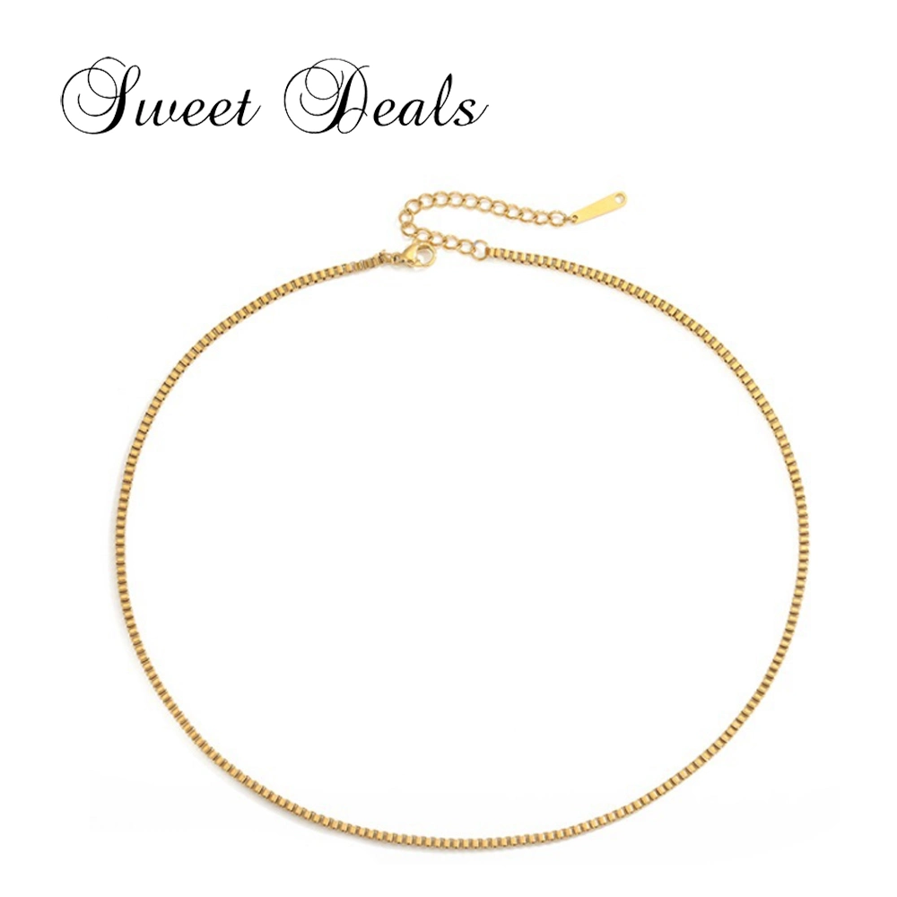 Necklace 2mm/3mm Box Chain Necklace Gold Plated Necklace Clavicle Chain Accessories