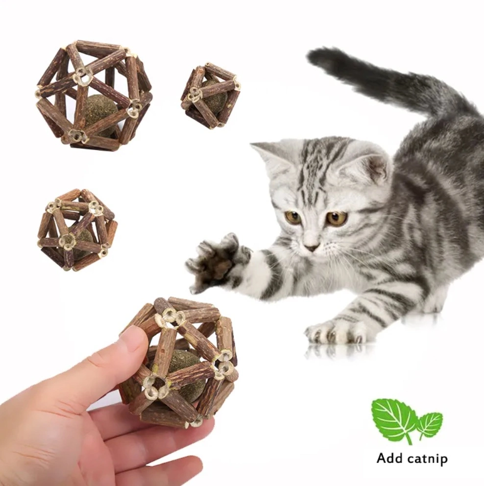 Cat Toys Matatabi Toys Sticks with Catnip Ball Organic Natural Plant Matatabi Silvervine Cat Teeth Cleaning Chew Toy