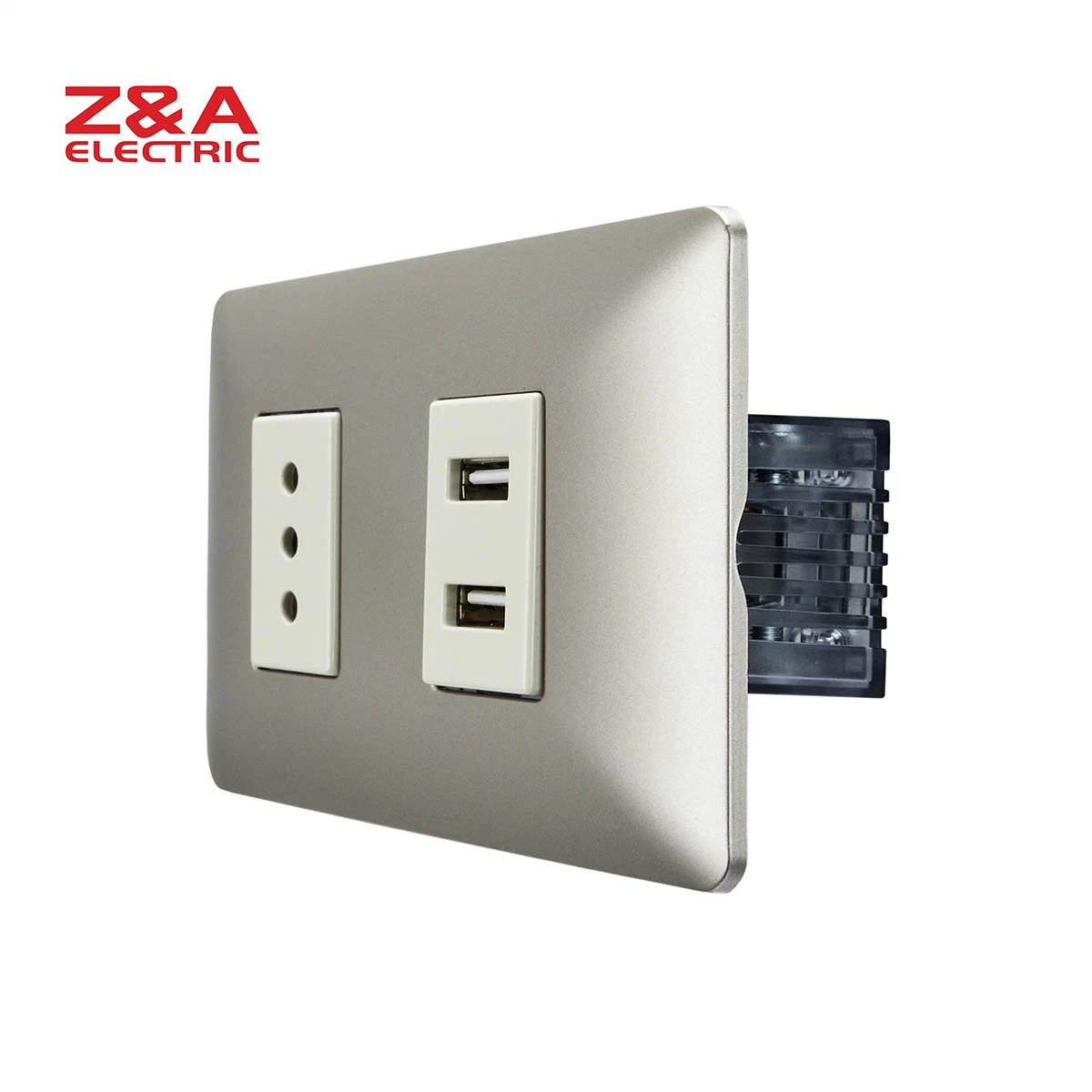 AM2266. MCS AM Series Matte Champagne + Ivory Z&A ZA Electric Wall Socket