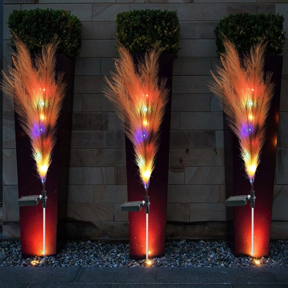 Pampas solares duraderas Grass camino Decorativo paisaje Fibra óptica luces Ci24775