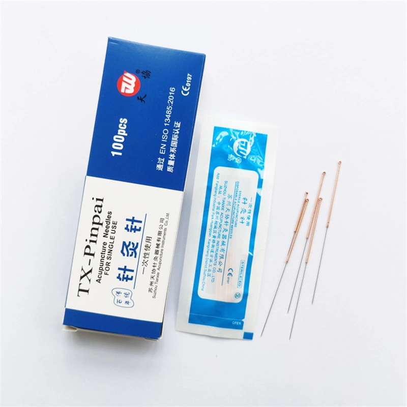 Medical Health Dry Needle Tianxie Disposable Sterile Copper Wire Handle Acupuncture Needles with Plastic Bag Packing