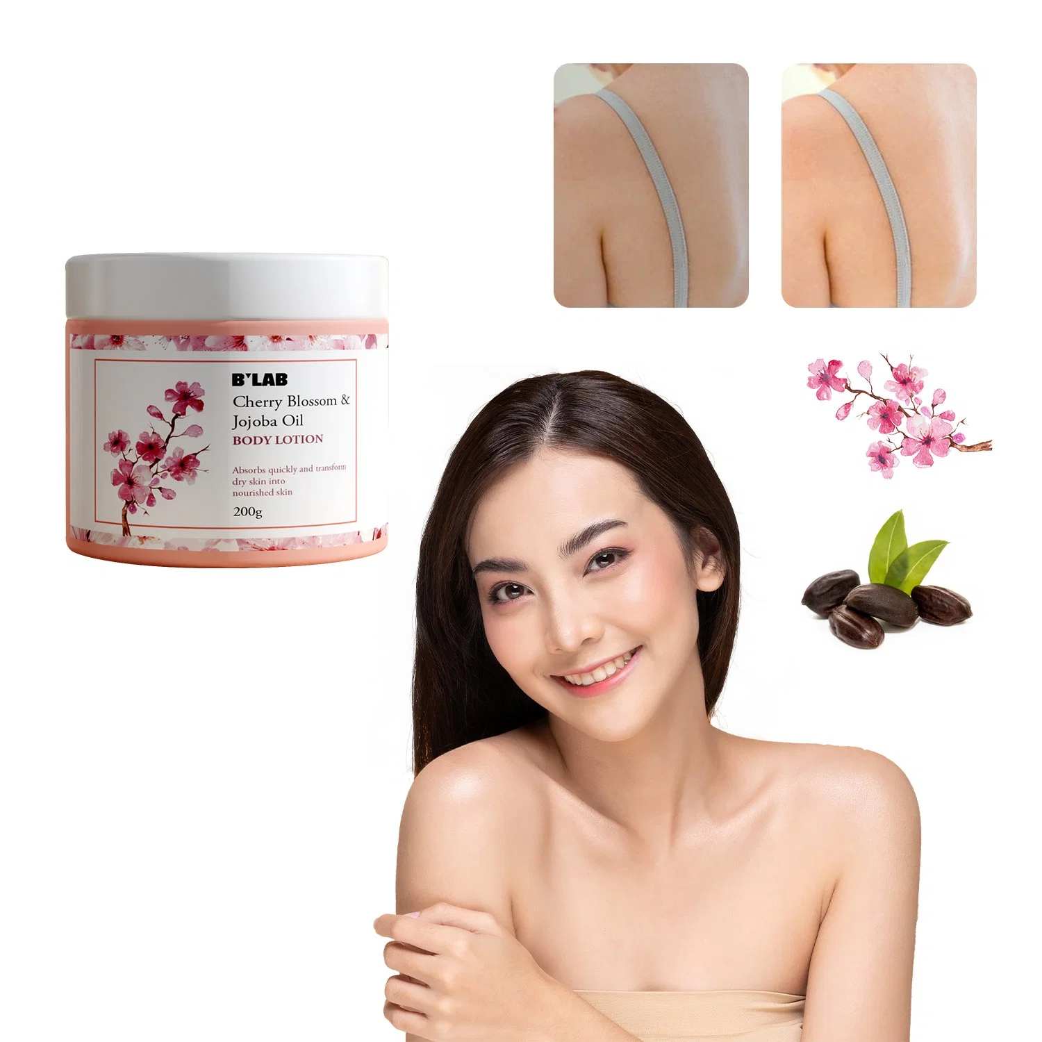 High Quality Private Label Cherry Blossom and Jojoba Oil Body Cream