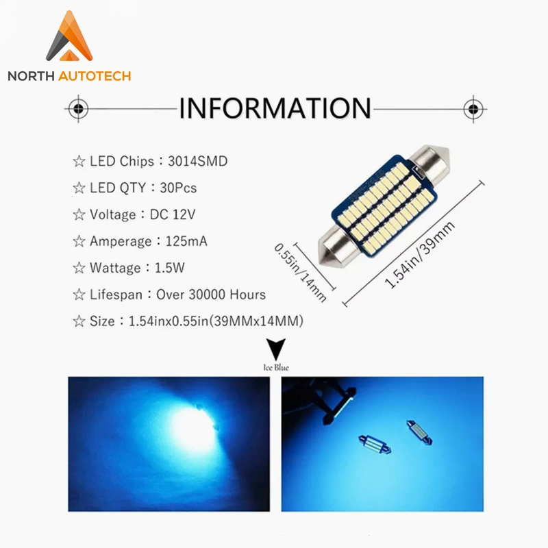 31mm 36mm 39mm 41mm 3014 SMD para Coches Mapa de la matrícula de la luz de las luces del interior del tronco de 1,54 pulgadas de la luz de techo LED