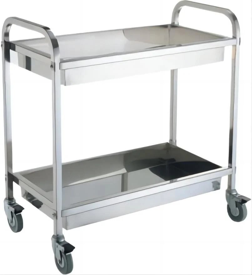 Stainless Steel Double-Deck Service Trolley for Hotel Restaurant Hospital Fw-66A