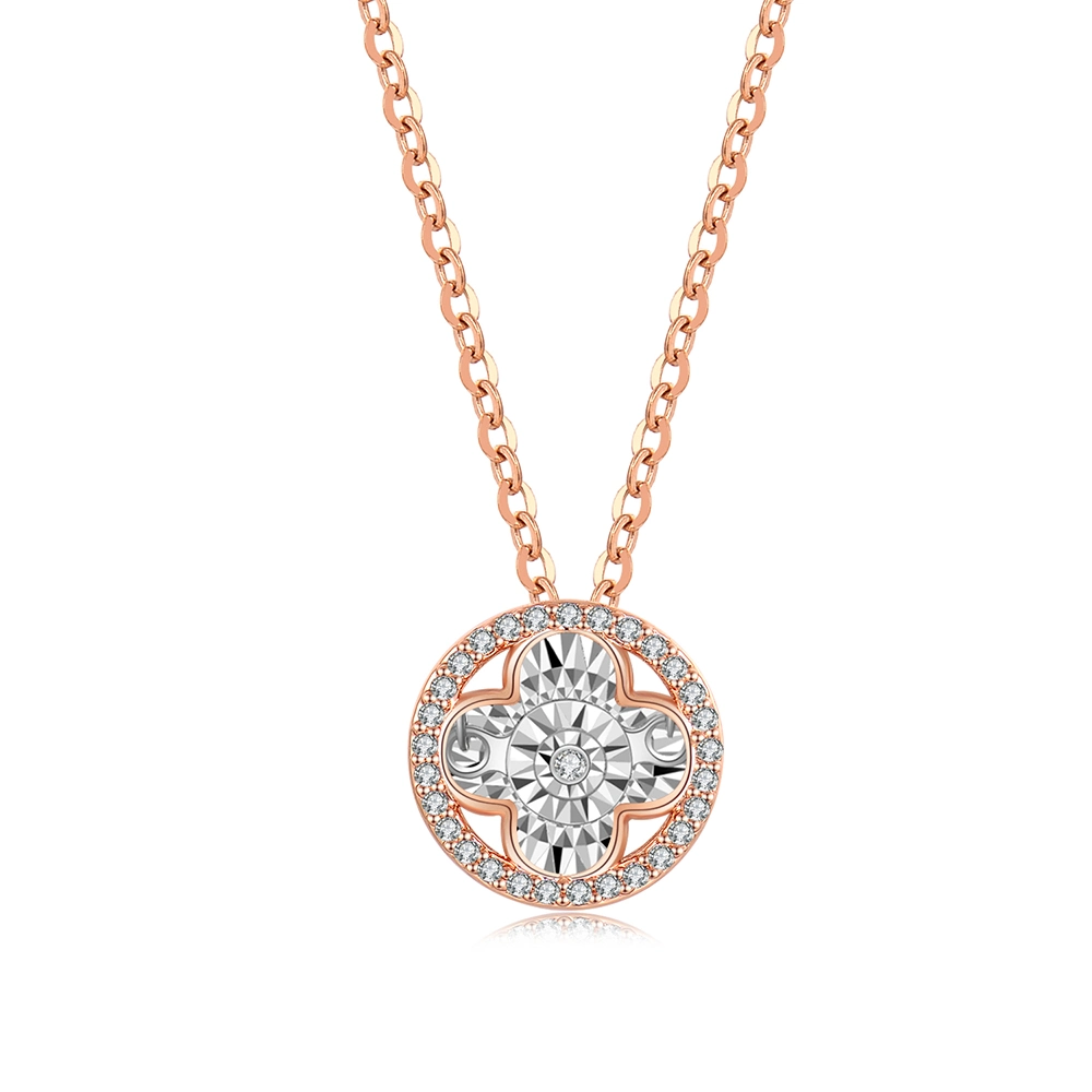 Round Clover Diamond Necklace Fashion Costume Accessories Pendant Jewelry for Women Gift