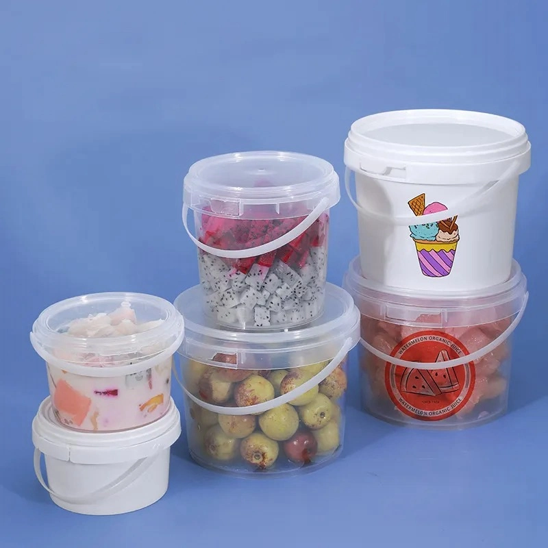 Portable Leak Proof Plastic Barrel Food Grade PP Round Clear Plastic Bucket with Lids