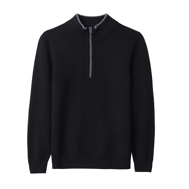 Pull en cachemire 100% pur pour homme à quart de zip pour l'automne et l'hiver.