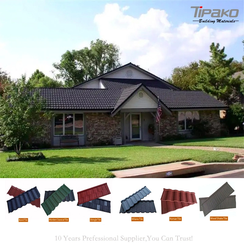 Building Construction Material Milano Type Stone Coated Metal Villa Roof Tile