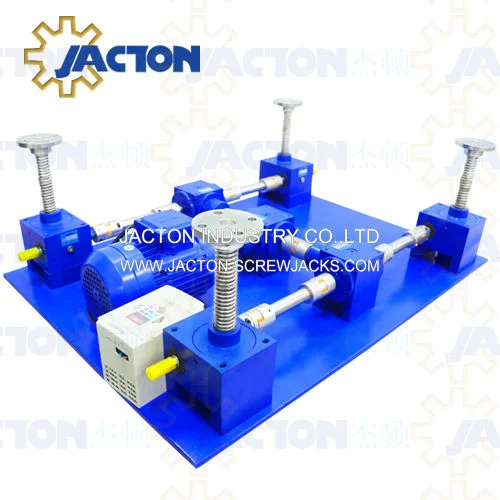 Multiple Screw Jacks Can Be Combined Into a Lifting System. Powered by a Geared Motor, The Jacks Are Connected in an H Configuration by Couplings, Bevel Gears.