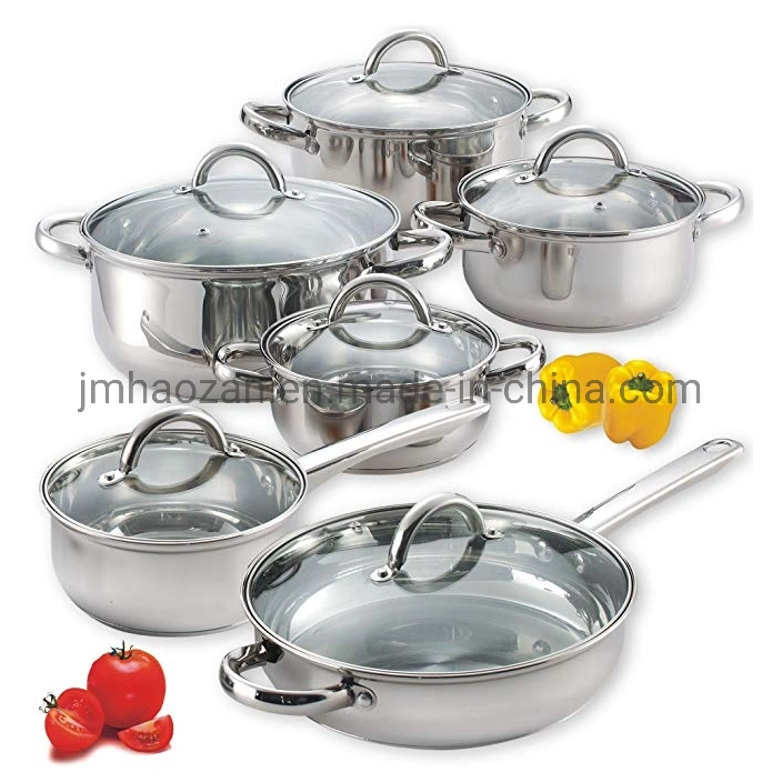 Edelstahl12-pieces cookware-gesetztes Silber