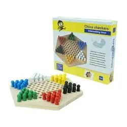 Colorful Rubber Game Educational Hexagon Chinese Checkers Board Wooden Custom for Children