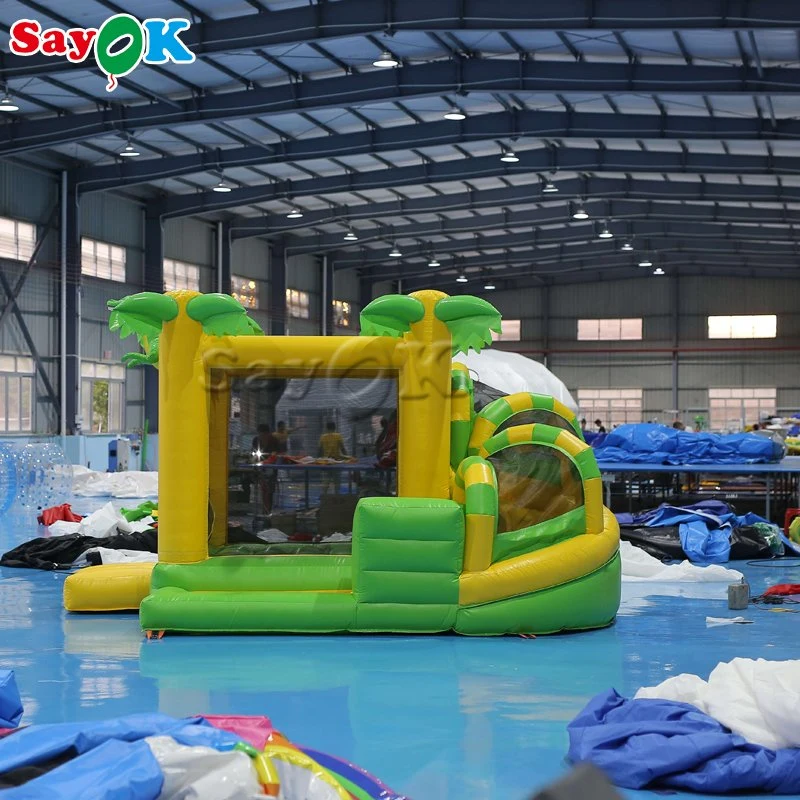 3m/9.84FT Small Jurassic Dino Dinosaur Theme Bouncy Castle with Ball Pit Inflatable Castle Jumping Play Game for Children Party Indoor and Outdoor