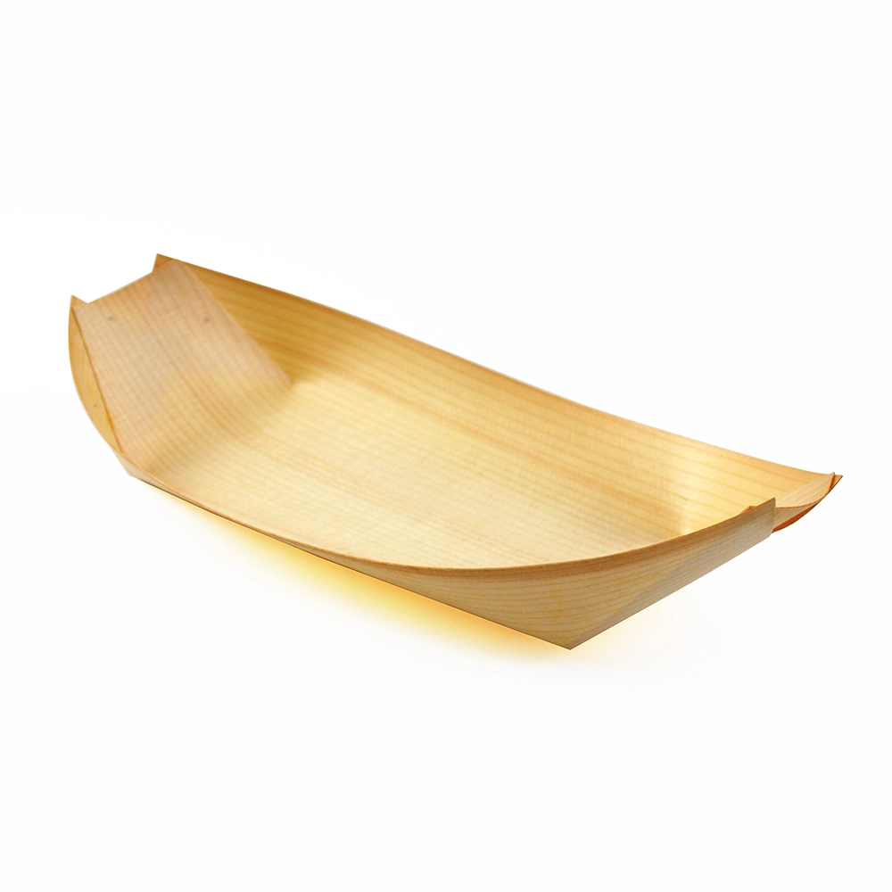 Disposable Kraft Paper Serving Tray Boat Shape Snack French Fries Chicken Salad Take out Containers for Party Food Paper Tray