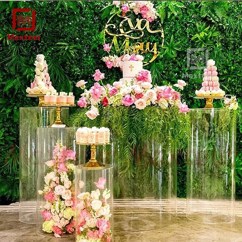 Vente en gros résine transparente acrylique événement plastique Flower Stand Décoration