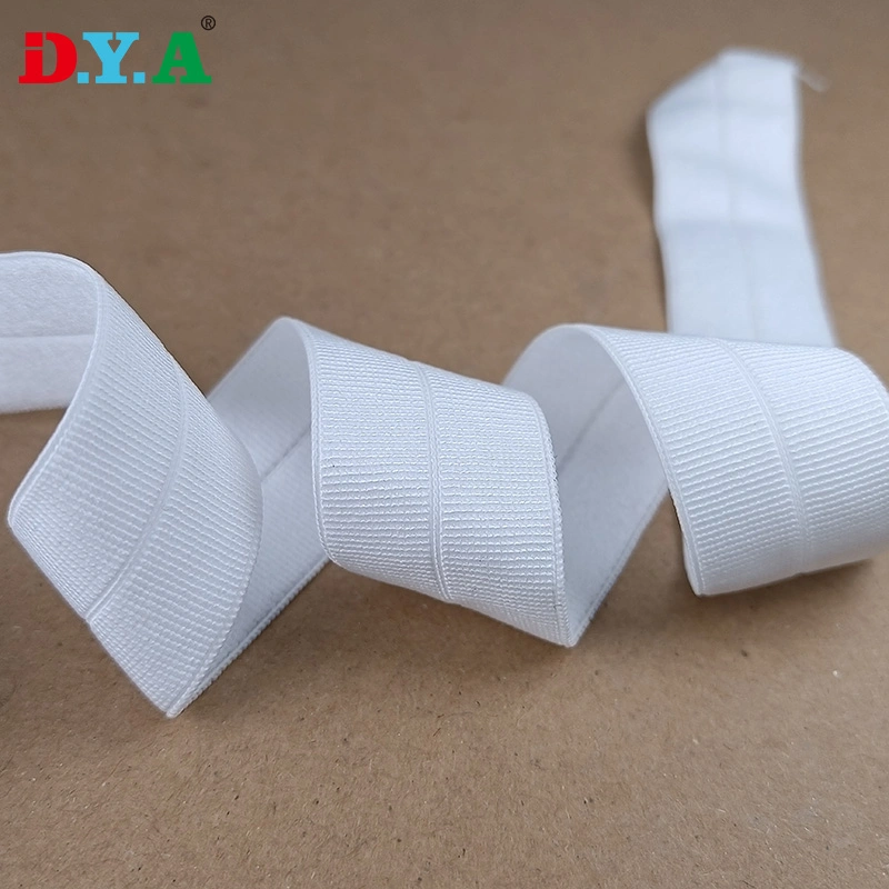 High quality/High cost performance Custom Shiny White Nylon Elastic 3/4" 20 mm Nylon Foldover Elastic for Garment Swimwear