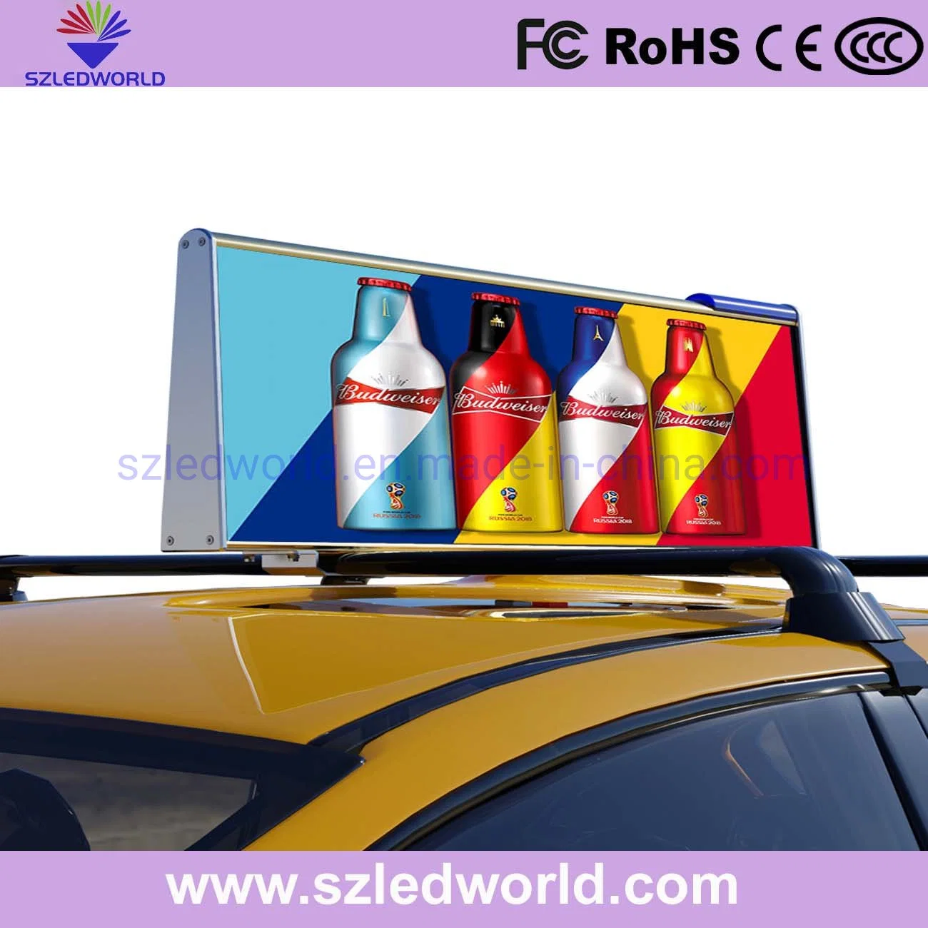 Quality P5 Taxi Roof Video LED Display with 4G/WiFi Cloud Control Car