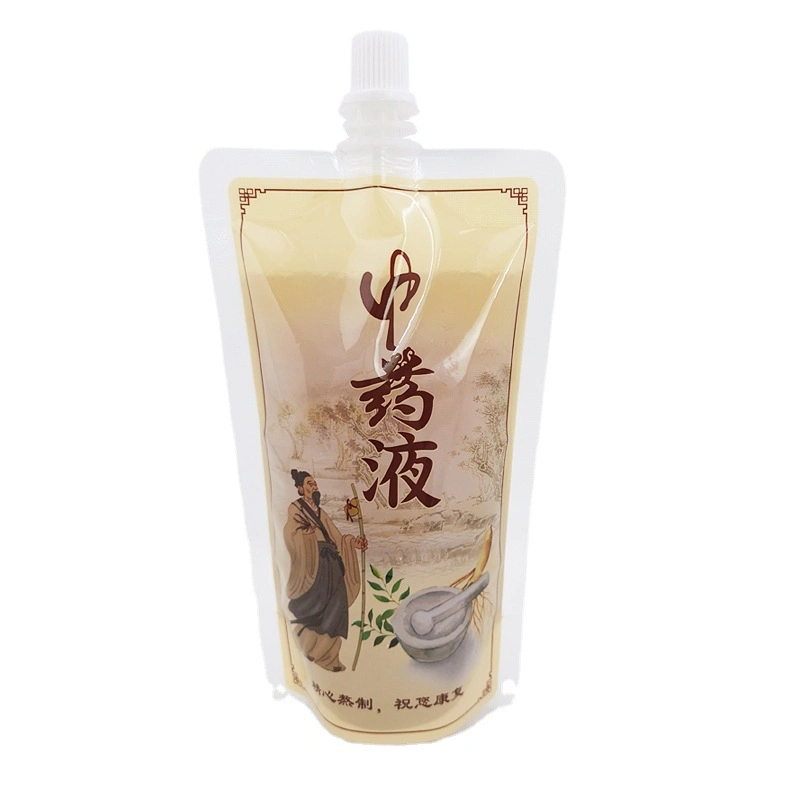 Customized Translucent Chinese Medicine Liquid Beverage Plastic Packaging Spout Bag