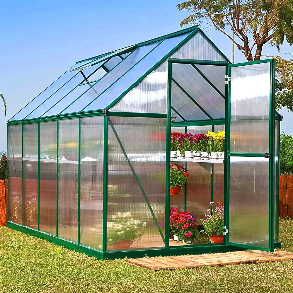 New Curved Design Plastic Po Film Glass Greenhouse with Flower/Vegetable Seedling Shed Sunlight Room