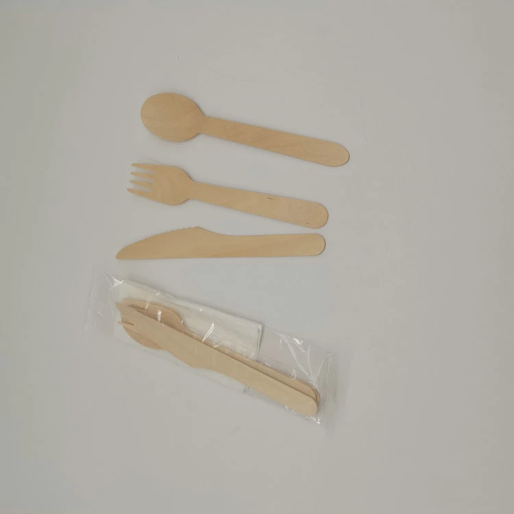 Desechables cucharas de madera de abedul cuchillería tenedor cuchillo para postres