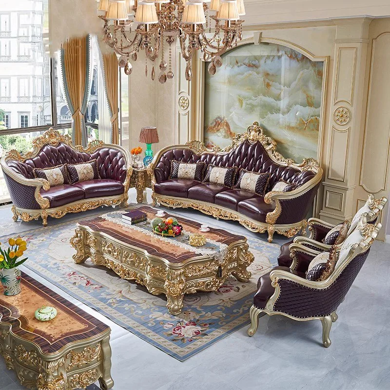 Living Room Chinese Leather Sofa in Optional Furniture Color and Couch Seats