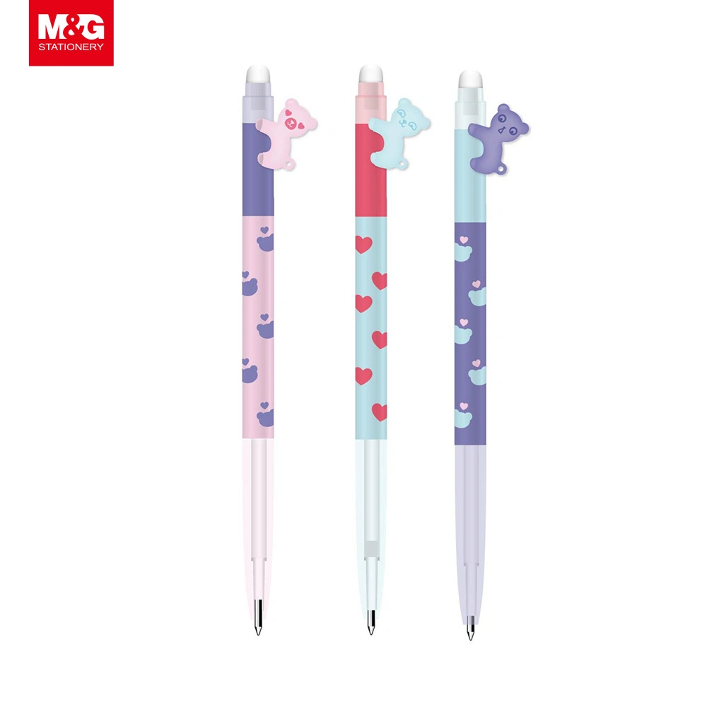 M&amp;G Stationery Retractable Erasable Gel Pen 0,4mm Bear Shape Clip Geschenkstift Mit Tinte In Kristallblau