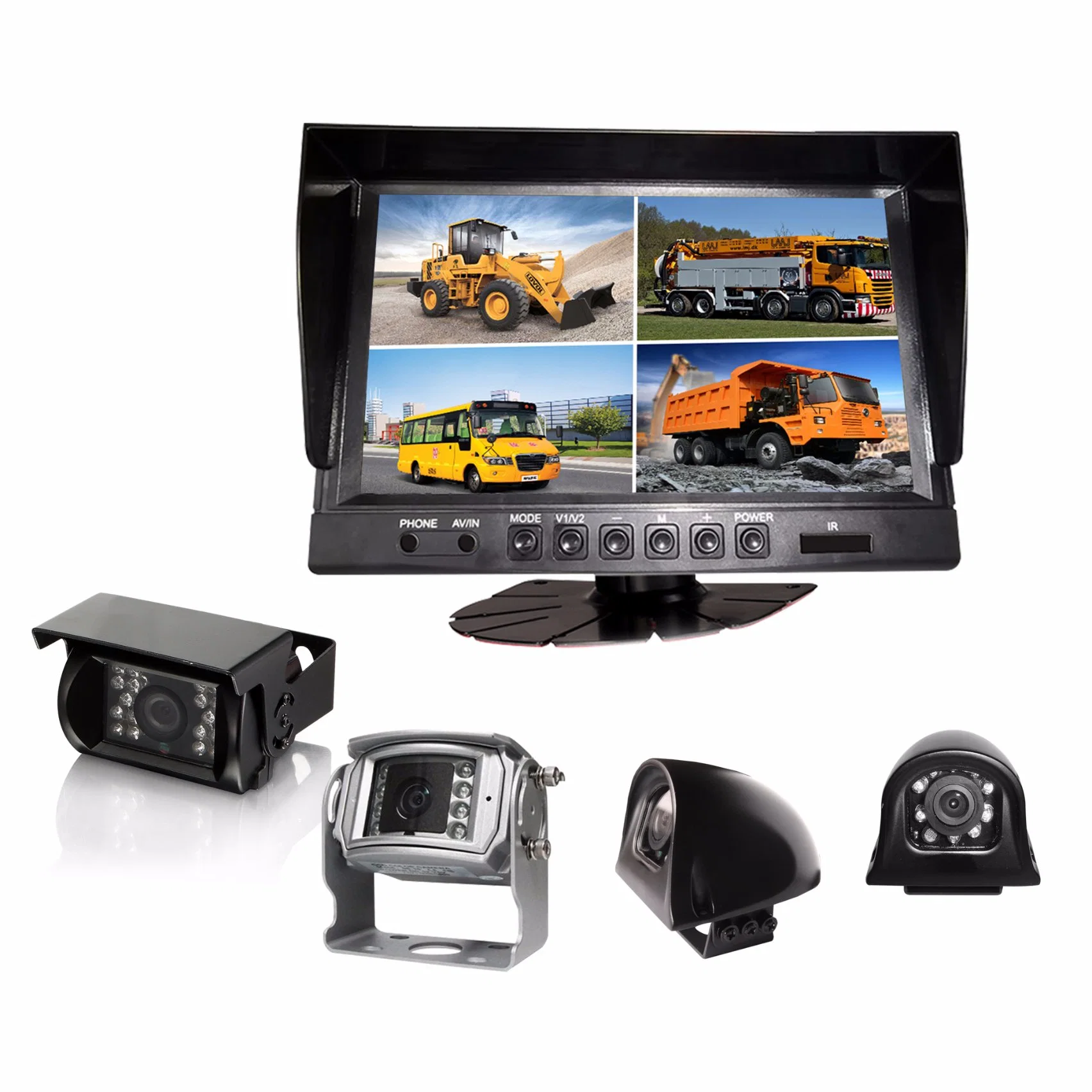 Sistema de CCTV de cuatro monitores LCD en color digital y Super Cámara de visión amplio.