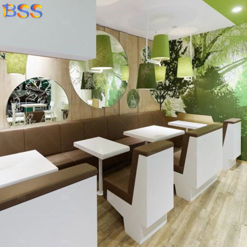 Square Table White Restaurant Fast Food Solid Surface Square Table