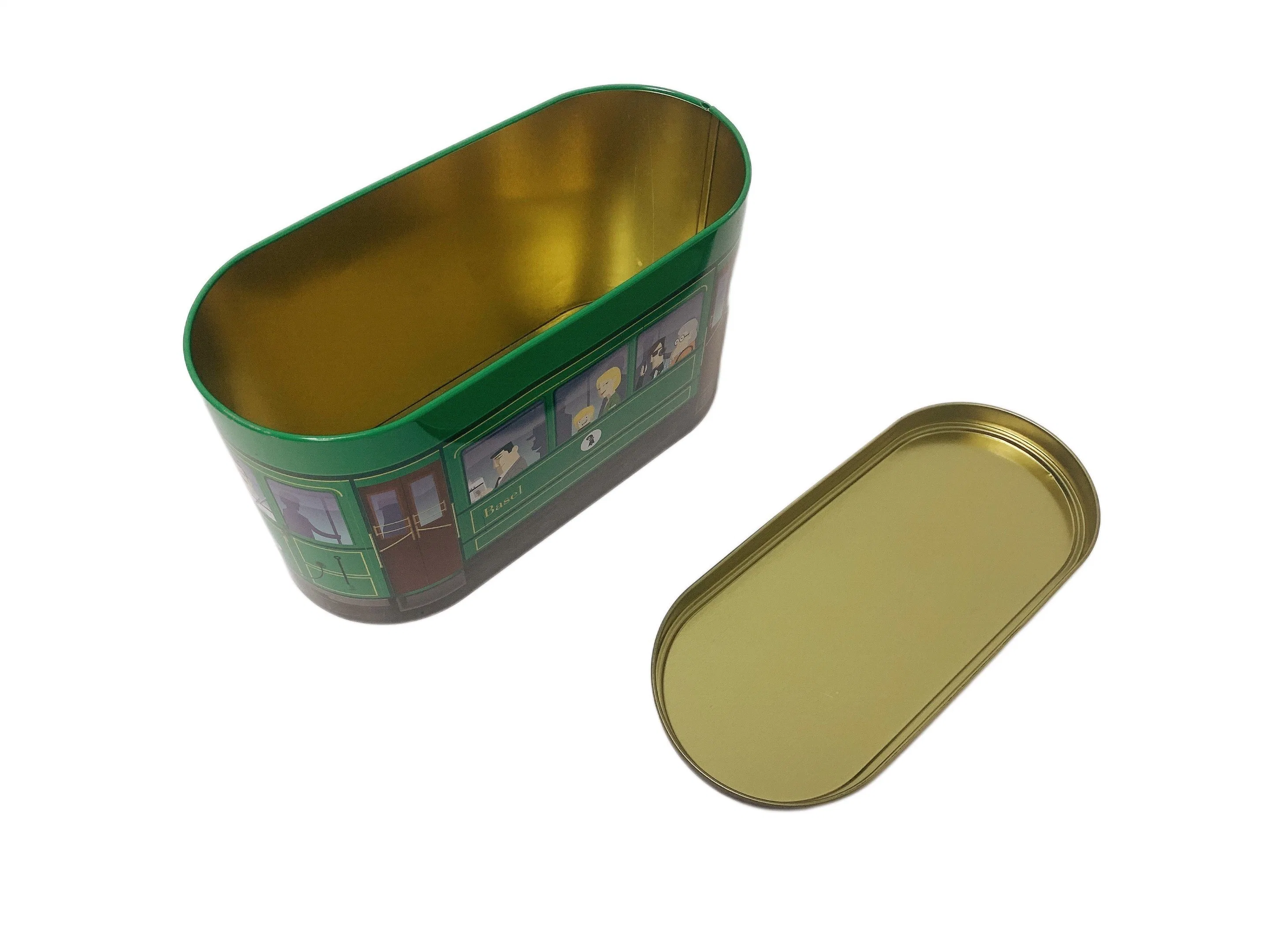 Factory Pice Oval Tin Box Metal Chocolate Tin Candy Cookie Christmas Gift Tin Box Tin Can Without Hinge