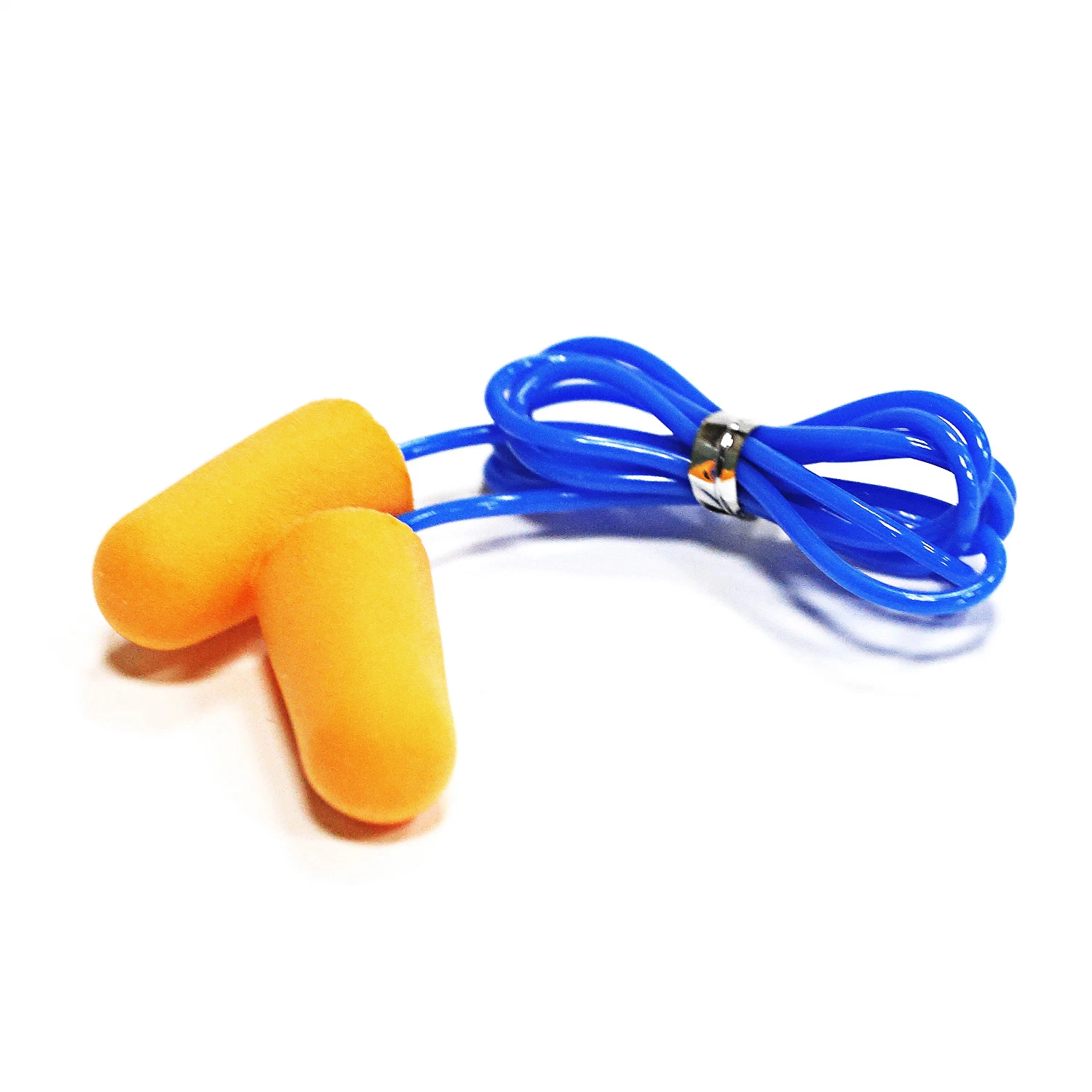 Fiche d'oreille en pu de grande taille en forme de balle avec nylon bleu ou Cordon en plastique