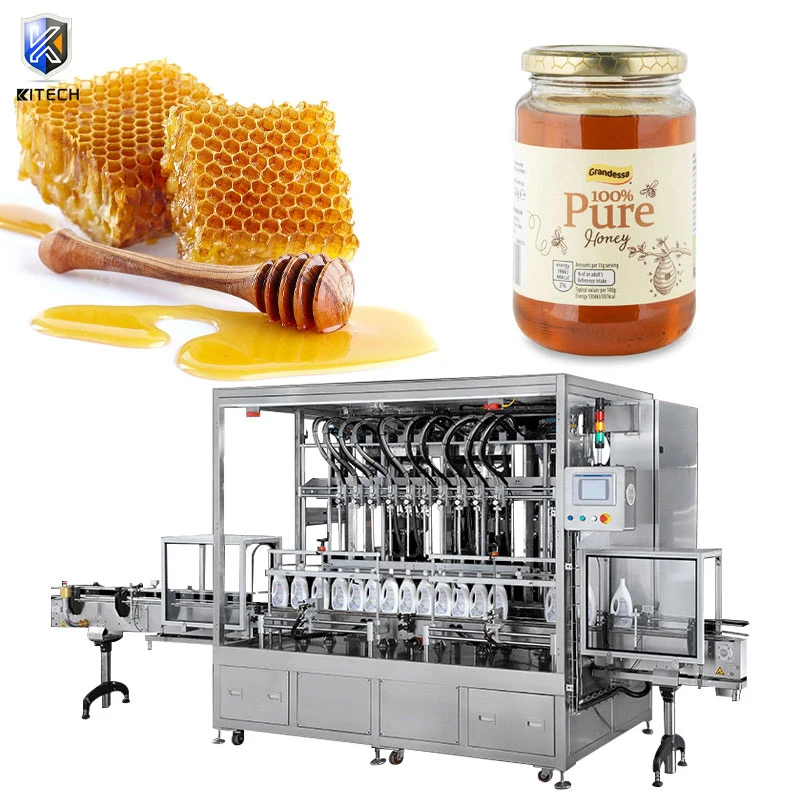 High Speed Automatic Economy Piston Plastic Bottle Honey Liquid Filling Machine