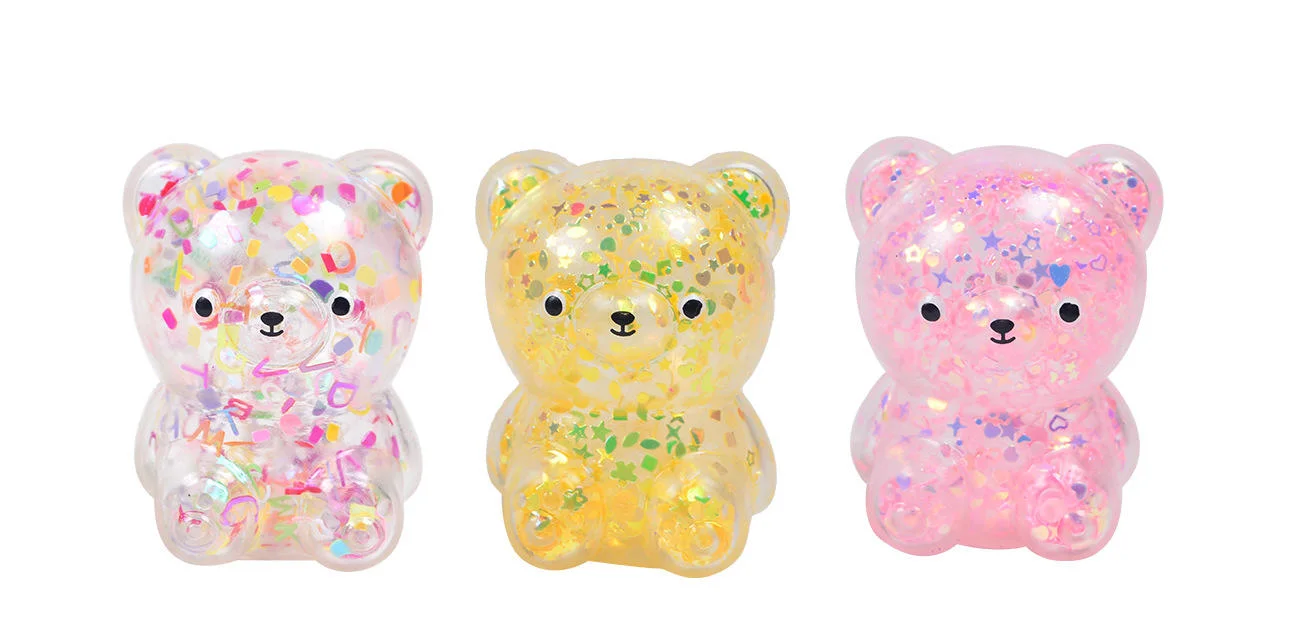 Hot New Spot Wholesale/Supplier Pressure Relief Animal Children Pinch Joy Bear Soft Decompression TPR Bear Glitter Squeeze Squishy Toy