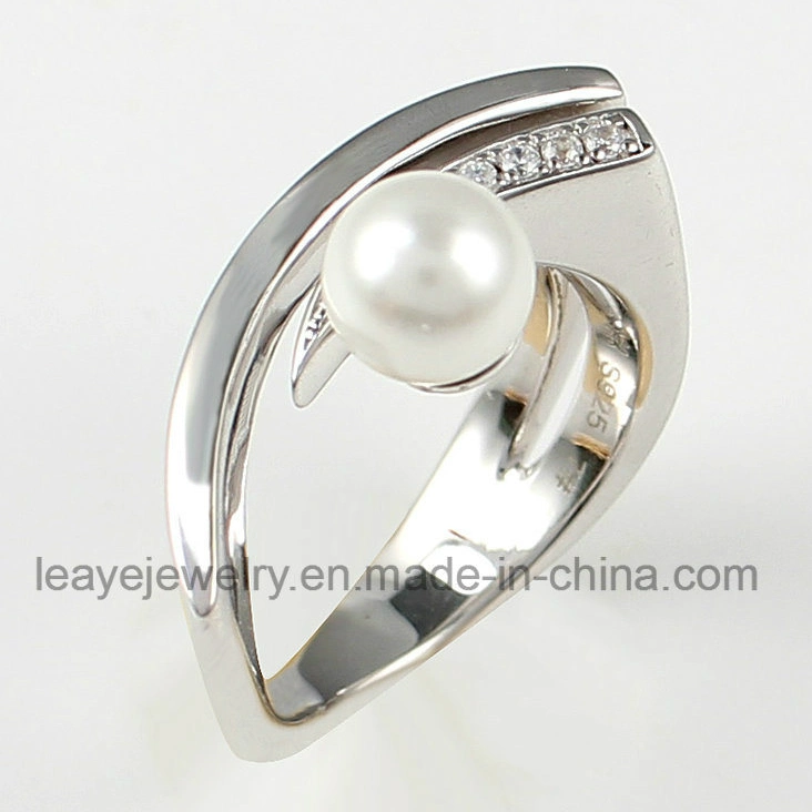 Honorable Simple Single Grain Pearl Women Ring 925 Silver Collection Jewelry