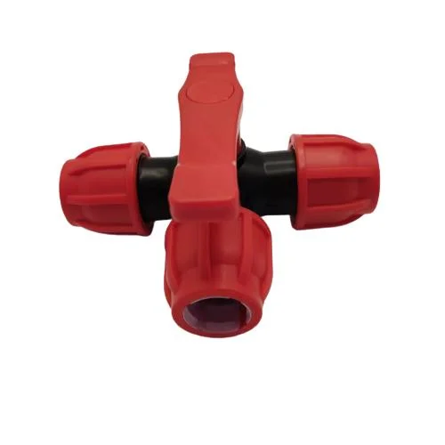 Red PP Compression Pipe Fitting Three-Way Valve ISO for Water Supply