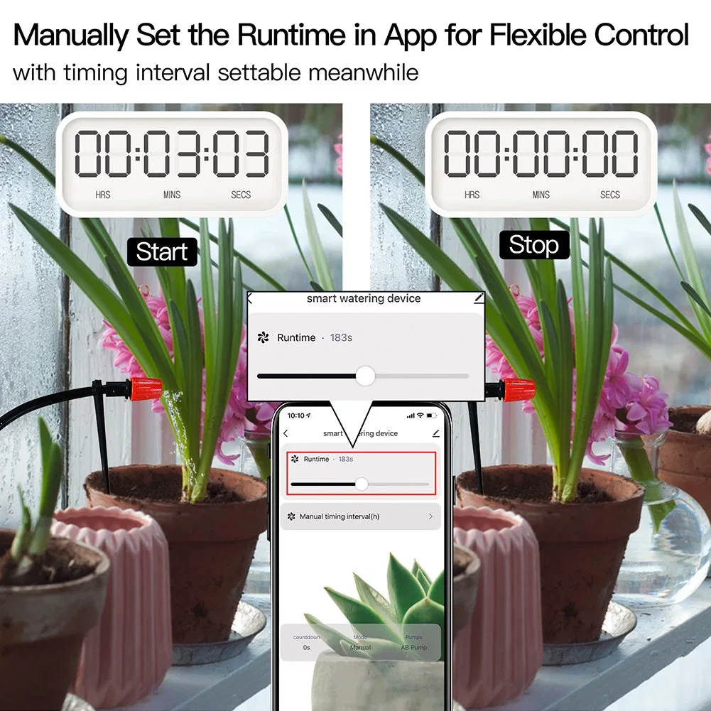 WiFi bomba de agua Tuya Smart riego Machine Micro-Drip riego automático Sistema Doble bomba de riego Timer plantas sistema de controlador de agua AC Herramienta de irrigación