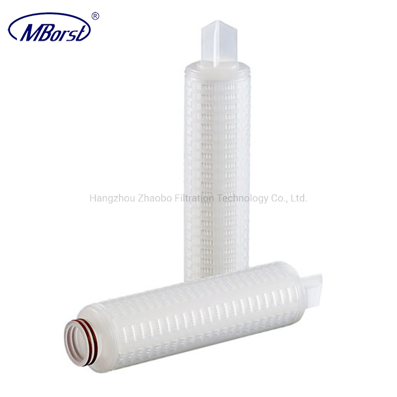 RoHS Approved Filter Cartridge Manufacturer 0.1/0.2 Micron Pleated N66 Filter Element for Mineral Water Liquor Filter Terminal Filtration of Dye Ink 10/20"